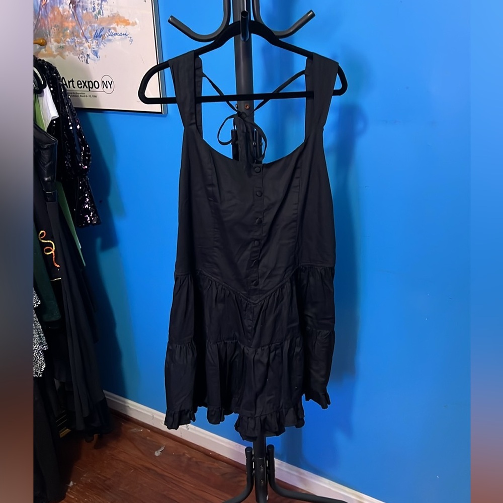Black Romper With Ruffle Hem Nwt